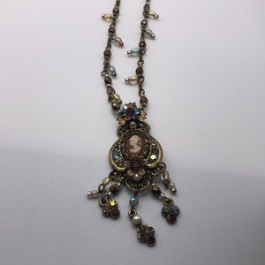 Michal Negrin Cameo Pendant Necklace Swarovski Crystals